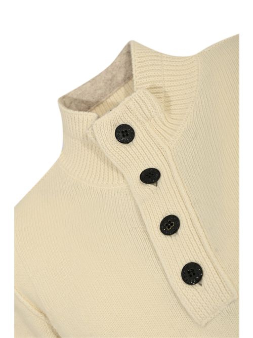 Maglione 5100040 in misto lana con zip e bottoni Naturale STONE ISLAND | 5100040S00A3V0093